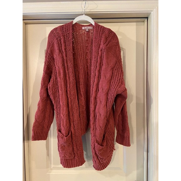Love Tree Sweaters - Love Tree | Velvet Red Cardigan | Size: Medium